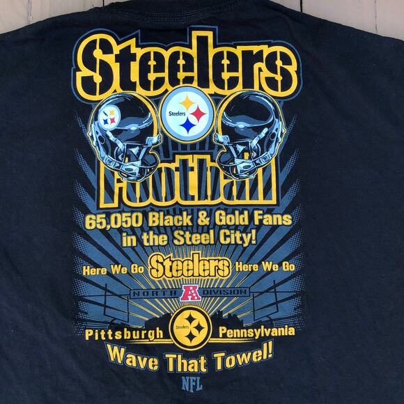 Pittsburgh Steelers Football Black "Steelers Wave That Towel” Men’s XL T-Shirt - Picture 3 of 7